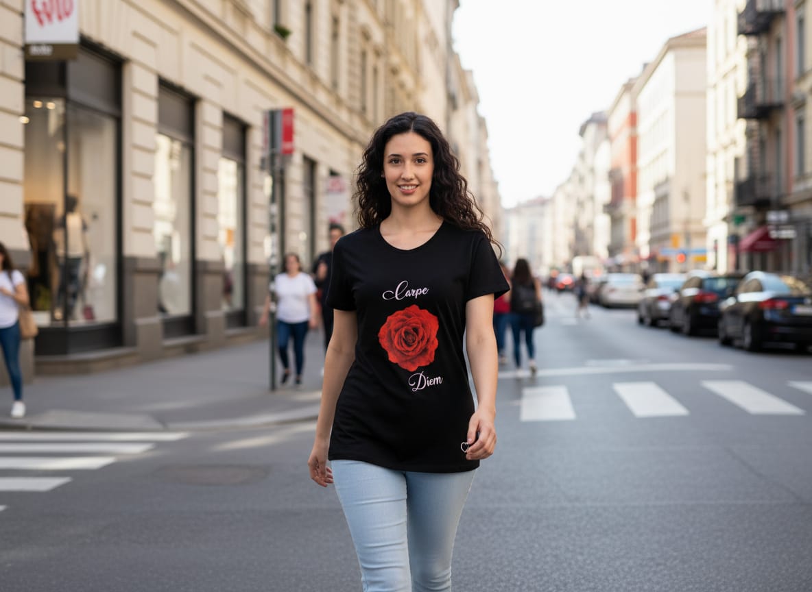 T-shirt Rosa rossa